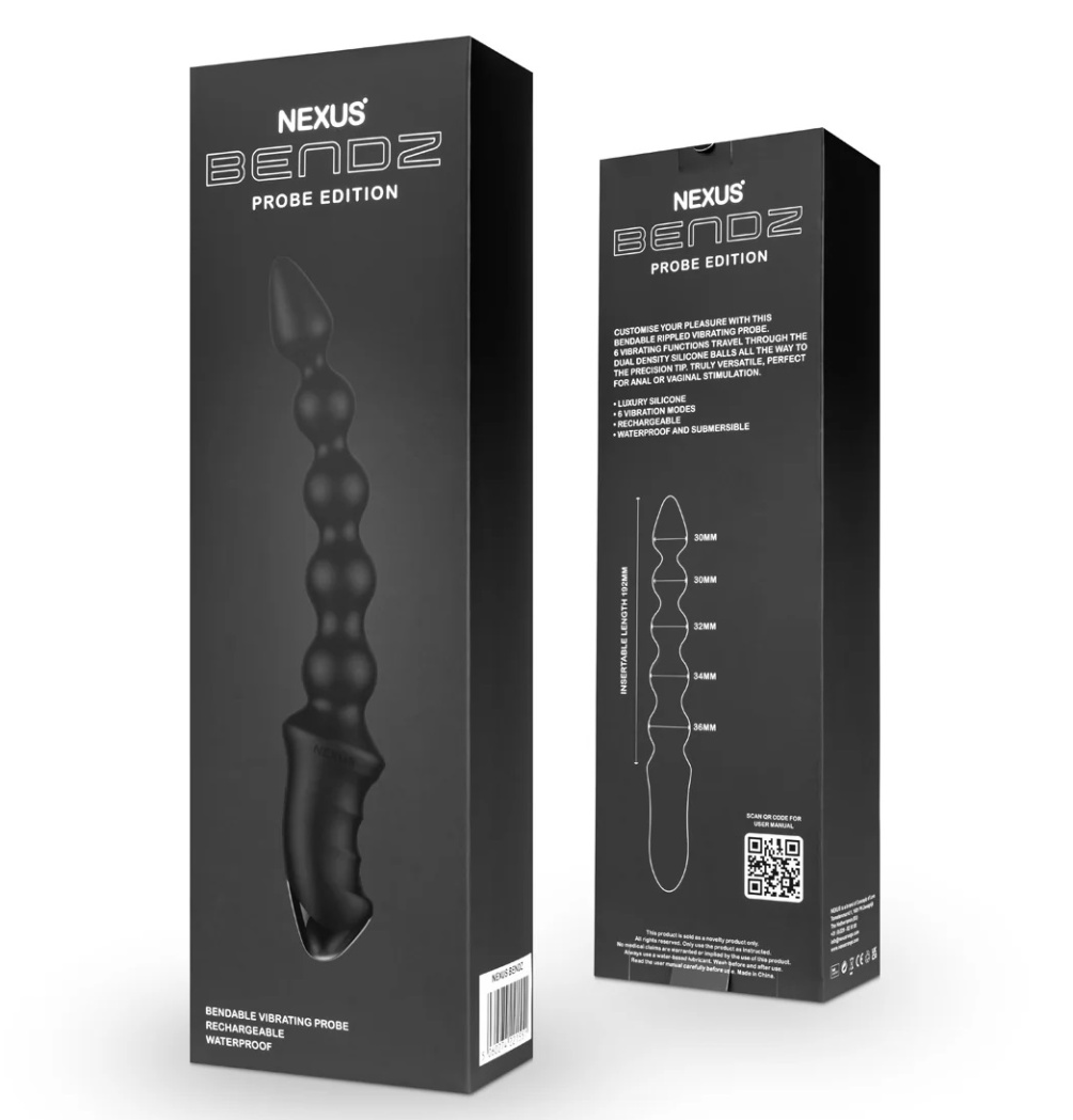 Customise your pleasure with this bendable rippled vibrating... Nexus - Bendz Anal Vibrator - Black photo-6