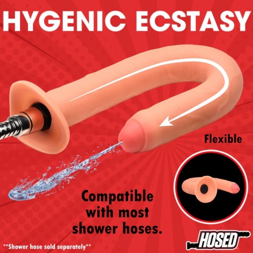 Hosed - 15" 仿真粗阳具造形灌肠器 - 肉色 照片