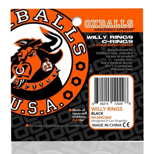 Oxballs - Willy Cockrings 3's Pack - Black 照片