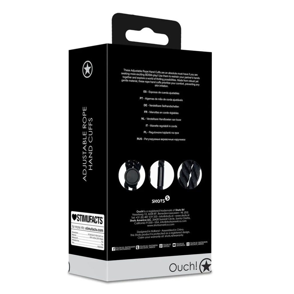 These Adjustable Rope Hand Cuffs are an absolute must-have i... Ouch - Adjustable Rope Hand Cuffs - Black photo-8
