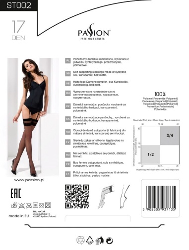 Passion - ST002 Stockings - Red - 1/2 photo