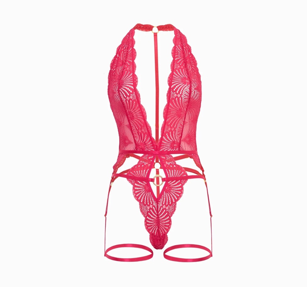 This soft cup teddy is both sexy and playful, with a plungin... Oh La La Cheri - Chelsea Plunge Teddy - Raspberry photo-7
