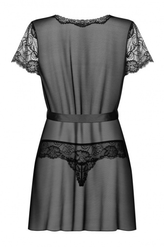 Obsessive - Alluria Peignoir & Thong - Black - L/XL photo