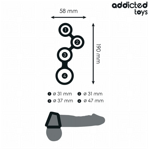 Addicted Toys - 四環箍睪陰莖環 - 黑色 照片