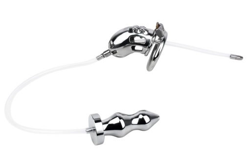 FAAK - Metal Chastity Cage w Catheter & Plug photo