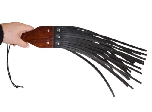 Prowler - Leather and Wood Fringe Paddle - Black photo