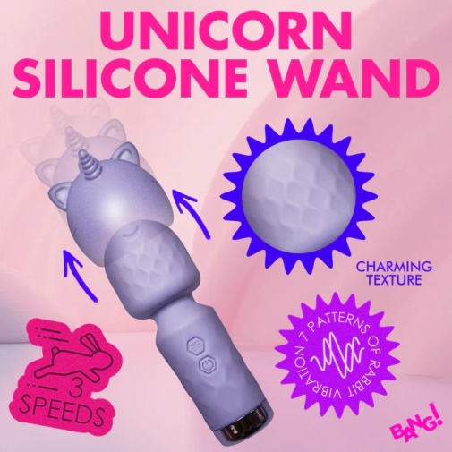 Bang! - Unicorn Mini Wand Vibrator - Purple photo