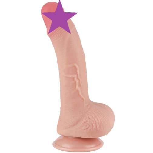 Lovetoy - 7.5" 微曲帶包皮仿真陽具 - 肉色 照片