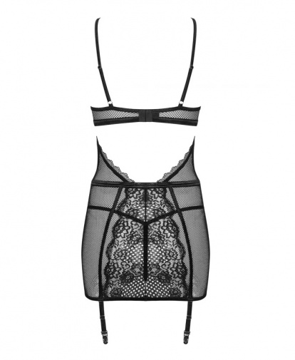 Obsessive - Basitta Chemise & Thong - Black - S/M photo