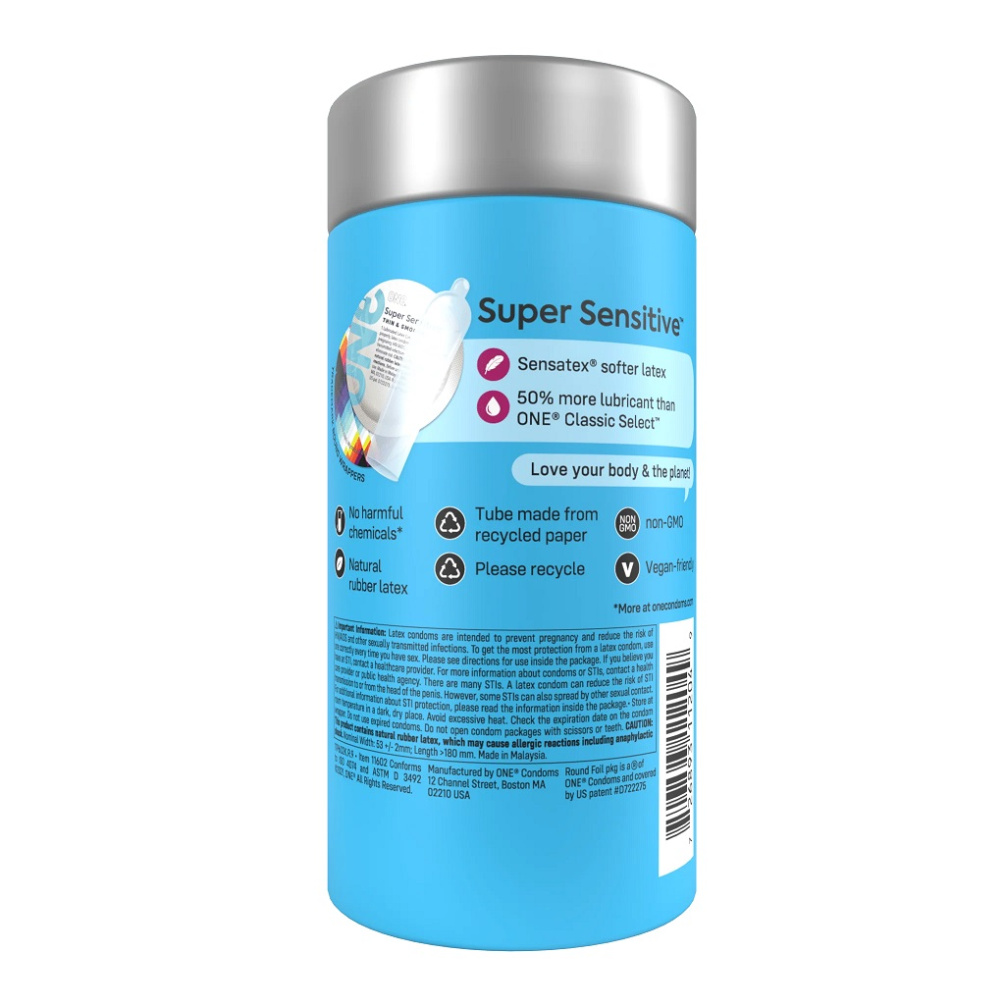 Features 50% more lubricant than ONE Classic Select, and... One Condoms - Super Sensitive Condoms 12's Pack photo-4