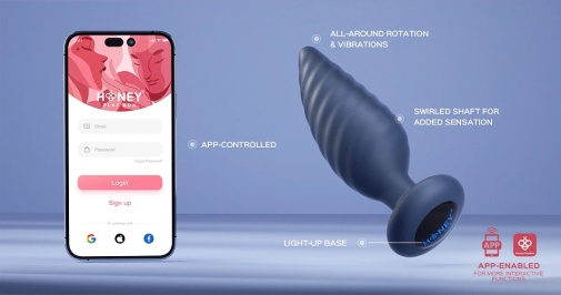 Honey Play Box - Noah Rotating App Butt Plug - Navy Blue photo