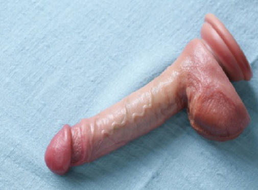 Jiuji - 矽胶制仿真假阳具连阴囊 18厘米 - 肉色 照片