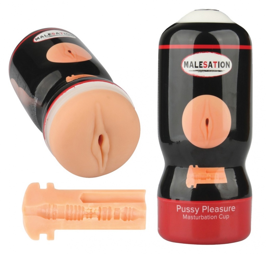 Easy-to-use masturbator in a modern design: its handy outer ... Malesation - Pussy Pleasure Cup Masturbator - Black photo-3