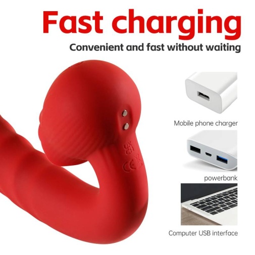 Secwell - Rose Thrusting Vibrator - Red photo