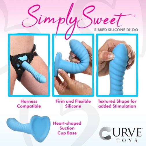 Simply Sweet - Ribbed Dildo - Blue photo