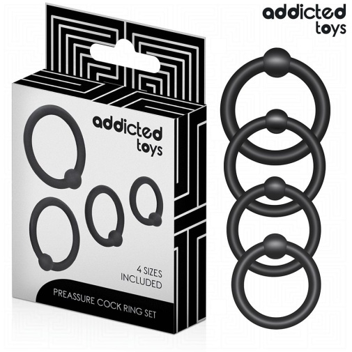 Addicted Toys - 快感陰莖環套裝 - 黑色 照片