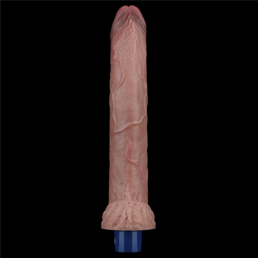 Lovetoy - 11" 超柔軟仿真震動假陽具 - 啡色 照片