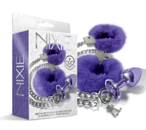 Nixie - Metal Plug w Fur Cuffs - Purple photo