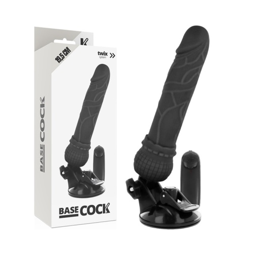 Basecock - 震动仿真假阳具 19.5cm - 黑色 照片