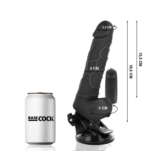 Basecock - 震動仿真假陽具 連陰囊 18.5cm - 黑色 照片