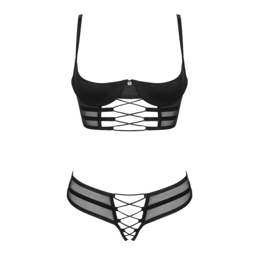 Obsessive - Roxelia Crotchless 2pcs Set - Black - M/L photo