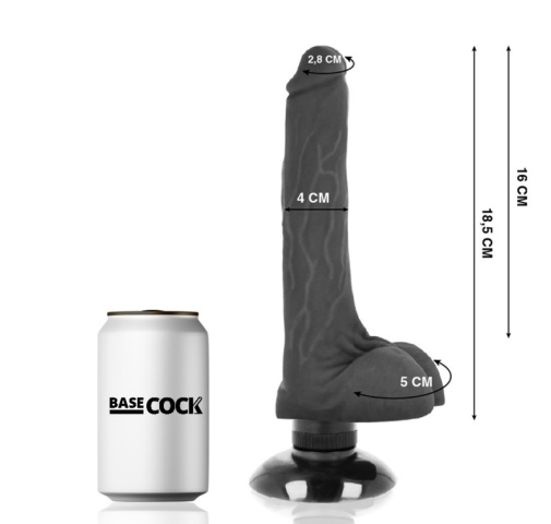 Basecock - 柔軟震動仿真陽具連陰囊及吸盤底座 18.5cm - 黑色 照片