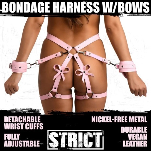 Strict - Bows Bondage Harness - Pink - XL/2XL photo