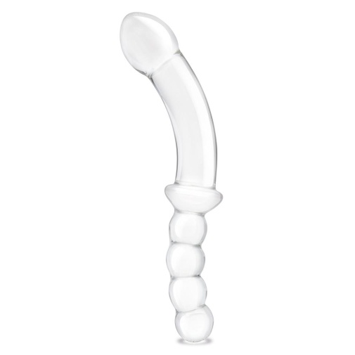 Glas- 12.5” 玻璃双头假阳具连后庭珠手柄 照片