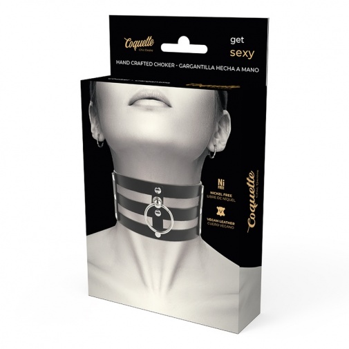 Coquette - Choker Fetish Vegan Leather - Black photo