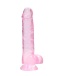 RealRock - 8" 仿真假陽具連陰囊 - 粉紅色 照片-3