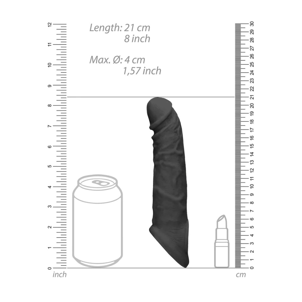 Be the bigger, better deal. The super-lifelike shapes, textu... RealRock - Penis Sleeve 8" - Black photo-9