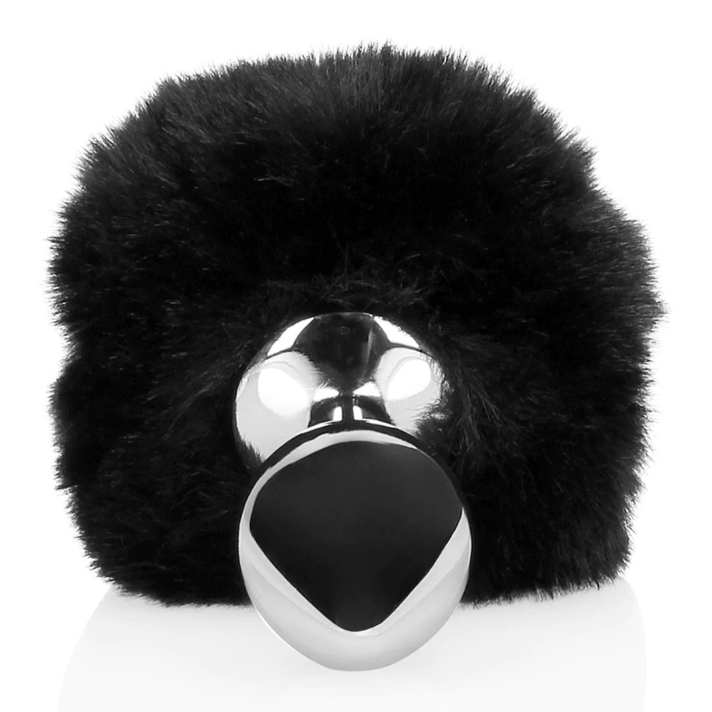 Hopping into a world of fluffy wonder, the Fox Tail Metal Bu... Ouch - Bunny Tail Plug - Black photo-5