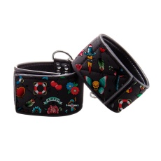 Ouch - Old School Tattoo Hand Cuffs - Black 照片