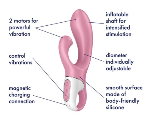 Satisfyer - Air Pump 兔子震動棒 - 粉紅色 照片