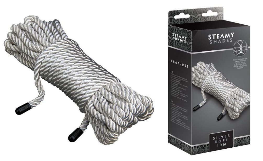 Made of super-soft, silky material, black tips prevents tang... Steamy Shades - Cotton Rope 10m - Silver photo-2