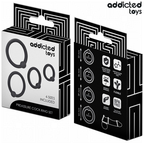 Addicted Toys - 快感陰莖環套裝 - 黑色 照片