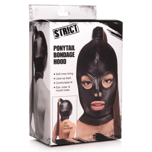 Strict - Ponytail Bondage Hood - Brown photo
