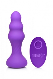 Thump It - 7X Slim Ribbed Thumping Anal Plug - Purple photo