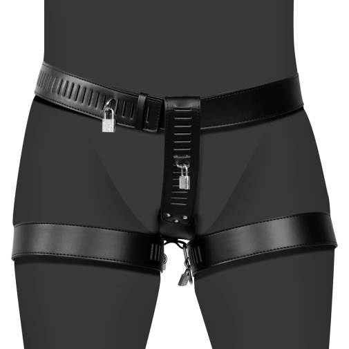 Ouch - Xtreme Female Chastity Belt w Leg Restraint - Black photo