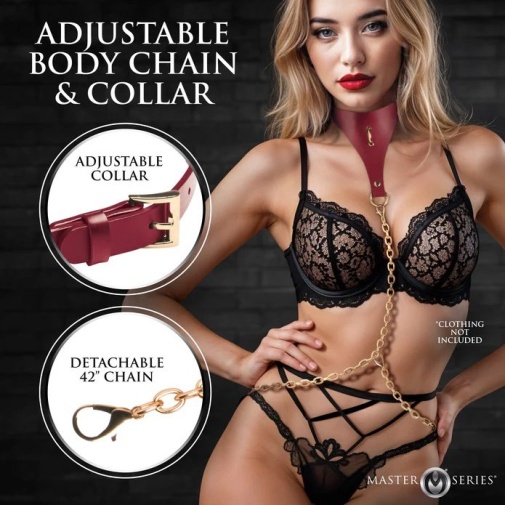 Master Series - Captivate Collar w Body Chain - Red photo