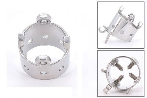 FAAK - 4 Bolts Chastity Cage 45mm - Silver photo