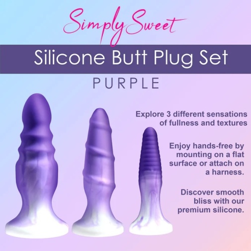 Simply Sweet - Butt Plug Set 3 pcs - Purple photo