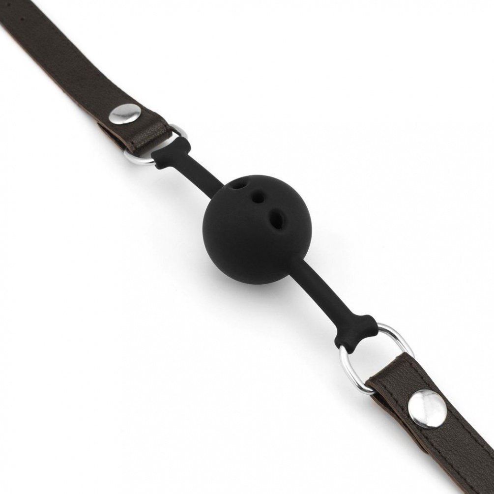 Breathe easy and get the most from restraint play. Slip the ... Liebe Seele - Silicone Ball Gag w Leather Straps - Brown photo-2
