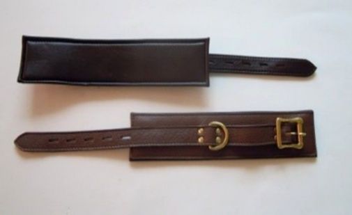 Zorbo - Calf Softy Leather Handcuff With Padding Contrast Stitching photo
