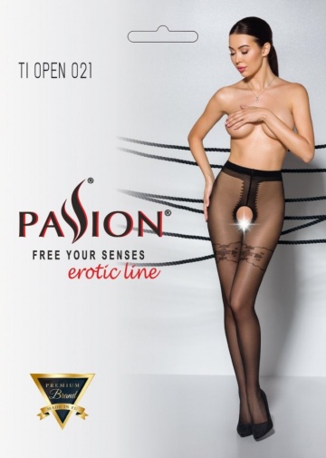 Passion - Tiopen 021 开裆丝袜 - 黑色 - 1/2 照片