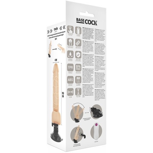 Basecock - 震动仿真假阳具 连阴囊  19.5cm - 肉色 照片