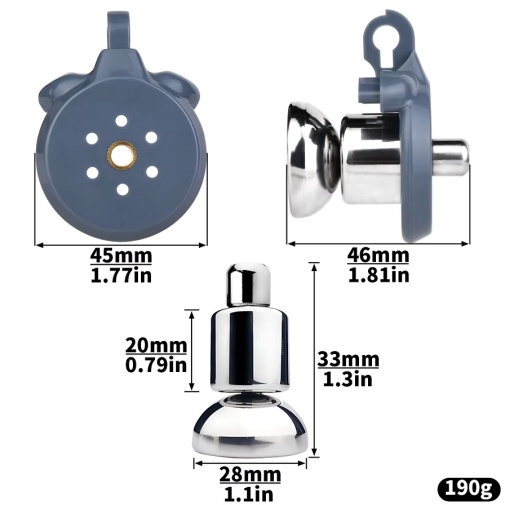 FAAK - 男用贞操锁连导管盖 45mm - 蓝色 照片