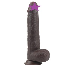 Lovetoy - 9'' Sliding Skin Dual Layer Dong - Brown photo