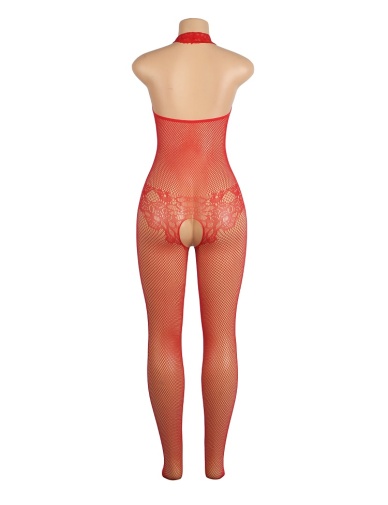 Ohyeah - Lace Turtleneck Bodystocking - Red - XL photo
