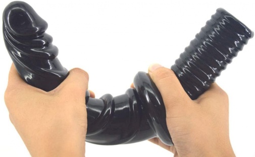 FAAK - Spiral Anal Dildo w Handle - Black photo